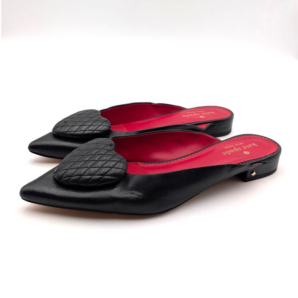 Kate Spade Zola Heart Pointed Toe Mules Shoes Women's Black Size US8.5B EU39